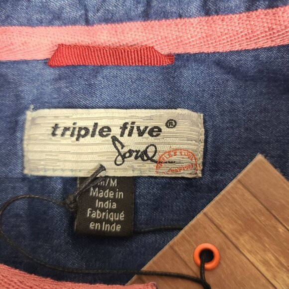 Triple Five Soul Blue Floral Pattern Button Down Short Sleeve Shirt Size Medium‎ - Picture 3 of 12